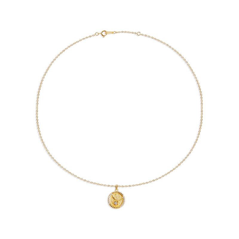 THE PAVE' ZODIAC MEDAL NECKLACE