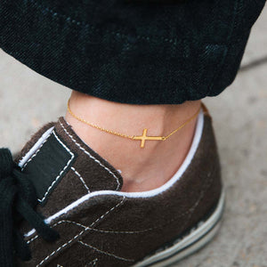 gold cross anklet