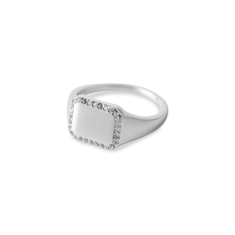 THE ESSENTIAL PAVE' RECTANGLE SIGNET RING