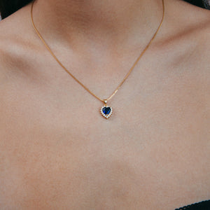 THE MARIA BLUE BEZEL HEART PENDANT NECKLACE