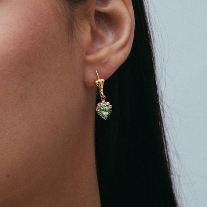 THE DEIS EMERALD HEART EARRINGS