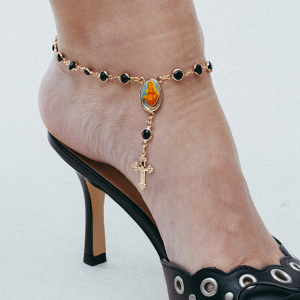 THE ONYX ROSARY ANKLET