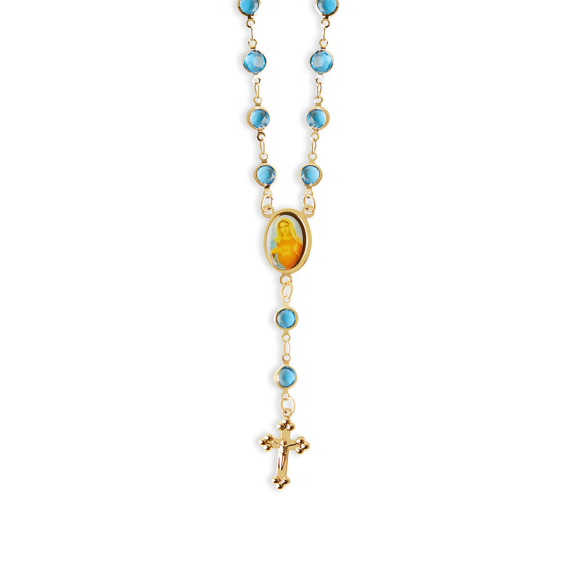 THE MARY BLUE STONE ROSARY NECKLACE – The M Jewelers