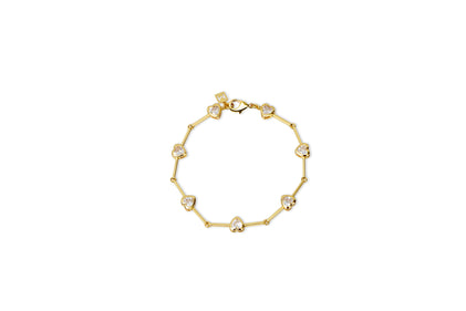 BEZEL CZ HEART LINK BRACELET