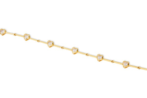 BEZEL CZ HEART LINK BRACELET