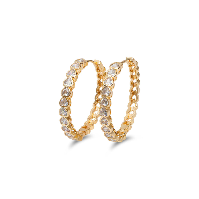 THE HEART DIAMOND HOOP EARRINGS