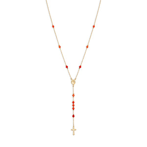 THE BOLD RED ROSARY NECKLACE