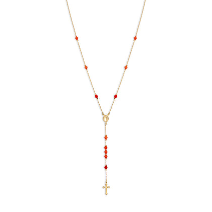 THE BOLD RED ROSARY NECKLACE