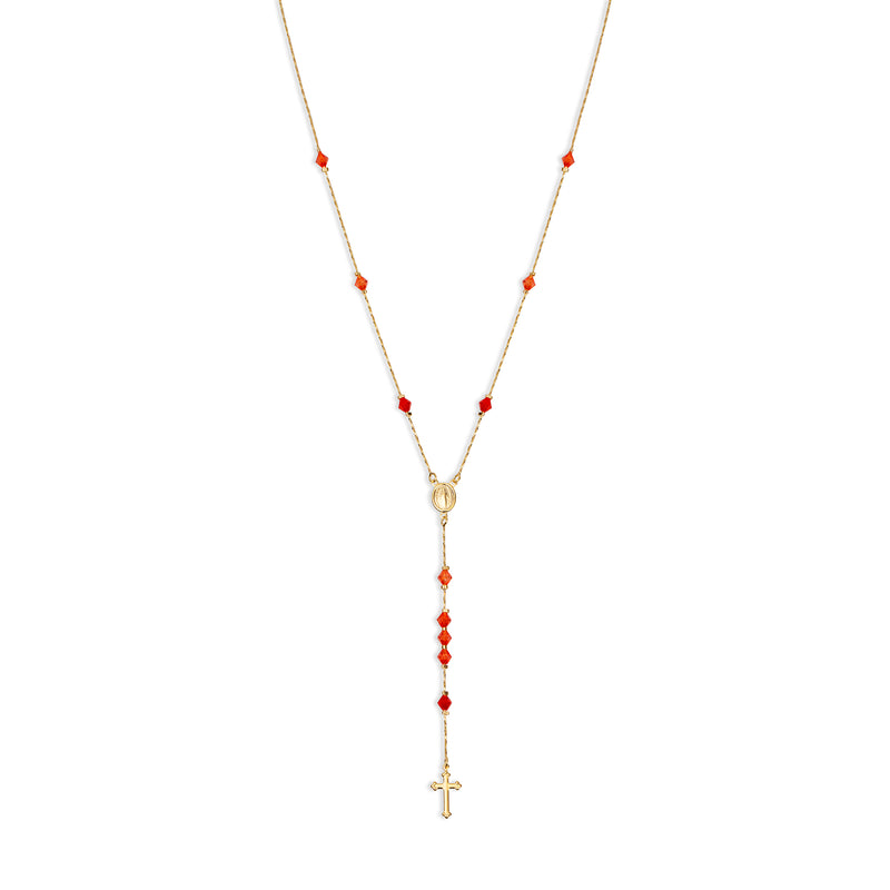 THE BOLD RED ROSARY NECKLACE