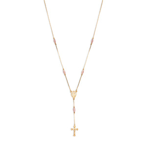 THE PINK CRYSTAL ROSARY NECKLACE