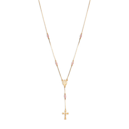 THE PINK CRYSTAL ROSARY NECKLACE