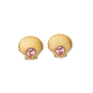 THE PINK CRYSTAL SEASHELL EARRINGS