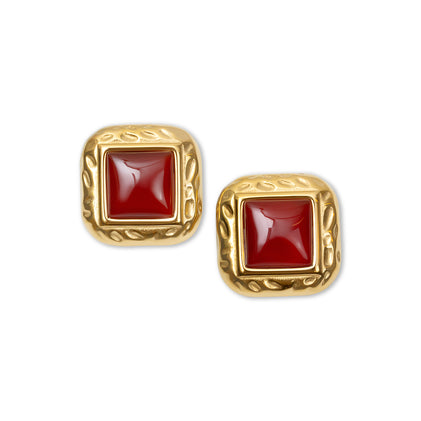 THE SQUARE RED HEIRLOOM EARRINGS