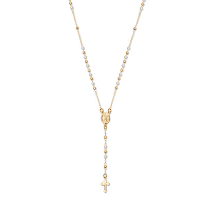 THE PEARL MARY ROSARY CROSS NECKLACE