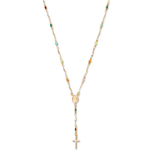 THE COLORED STONE ROSARY CROSS NECKLACE