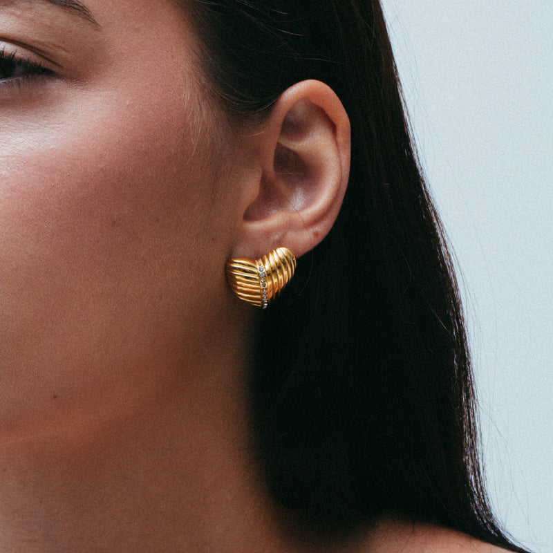 THE LINEAR PAVE HEART EARRINGS