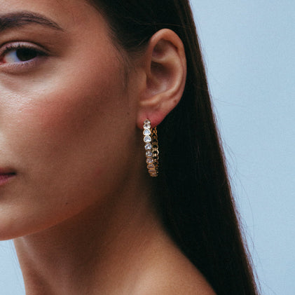 THE HEART DIAMOND HOOP EARRINGS