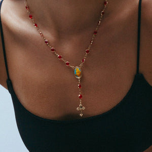 THE RED STONE ROSARY NECKLACE