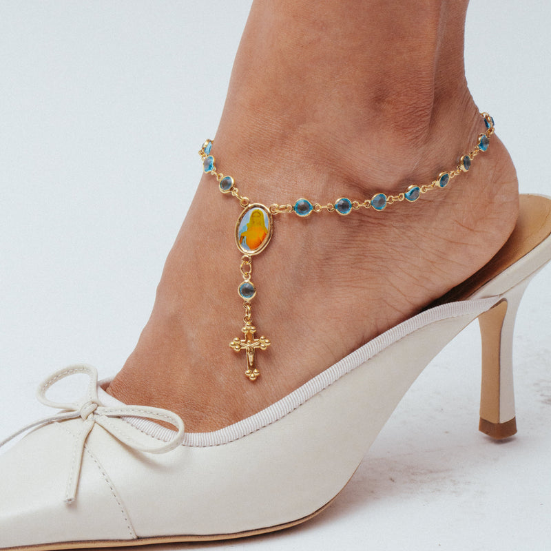 THE BLUE STONE ROSARY ANKLET