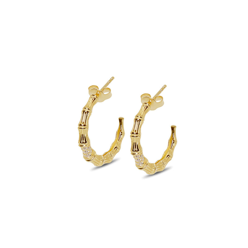 THE PAVE' BAMBOO HOOP EARRINGS