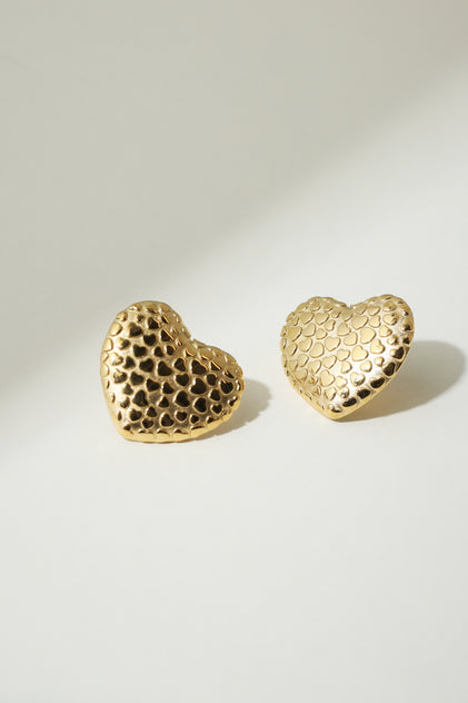 The Textured Heart Earrings