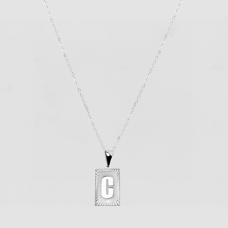 The Block Embossed Initial Pendant Necklace