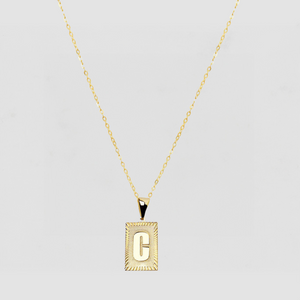 The Block Embossed Initial Pendant Necklace