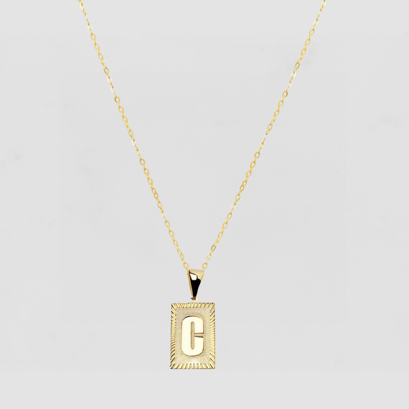 The Block Embossed Initial Pendant Necklace