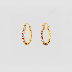 The Evil Eye Bezel Hoop Earrings