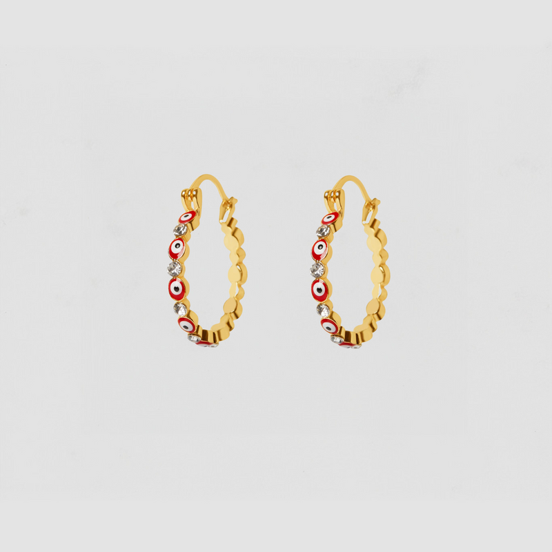 The Evil Eye Bezel Hoop Earrings