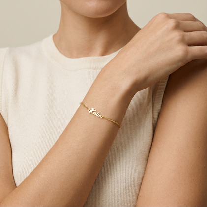 The Tiny Script Nameplate Bracelet