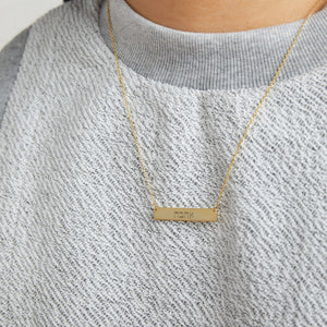 gold hebrew letters bar necklace