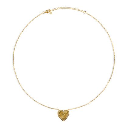 THE PAVE' BLOCK INITIAL HEART NECKLACE