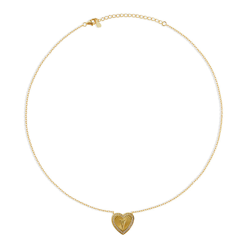 THE PAVE' BLOCK INITIAL HEART NECKLACE