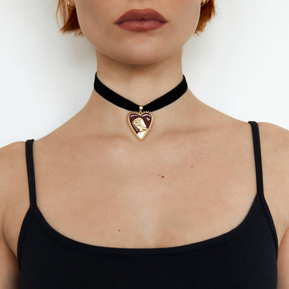 virgin mary velvet choket necklace