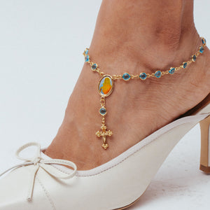 THE BLUE STONE ROSARY ANKLET - The M Jewelers