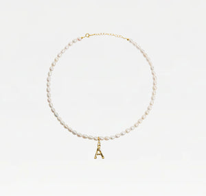The Bamboo Pearl Initial Necklace