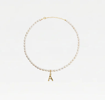The Bamboo Pearl Initial Necklace