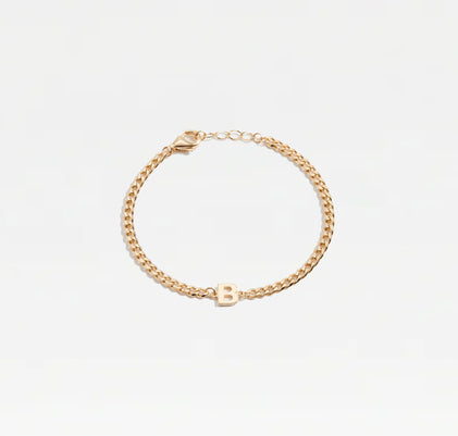 The Single Block Letter Curb Chain Bracelet