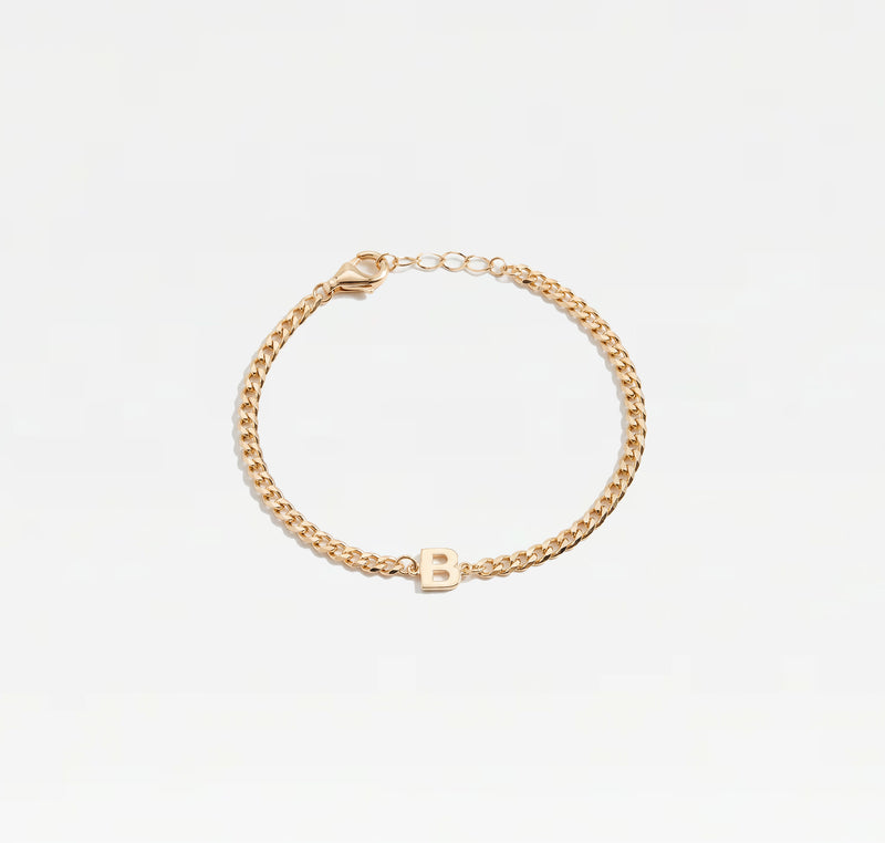 The Single Block Letter Curb Chain Bracelet