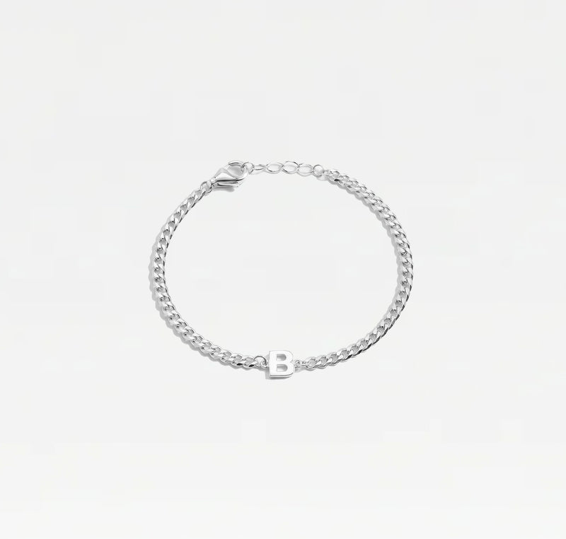 The Single Block Letter Curb Chain Bracelet