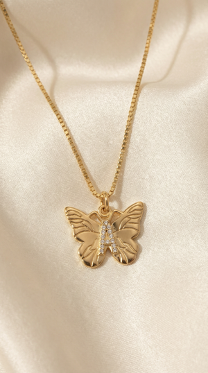 The Butterfly Initial Pendant Necklace