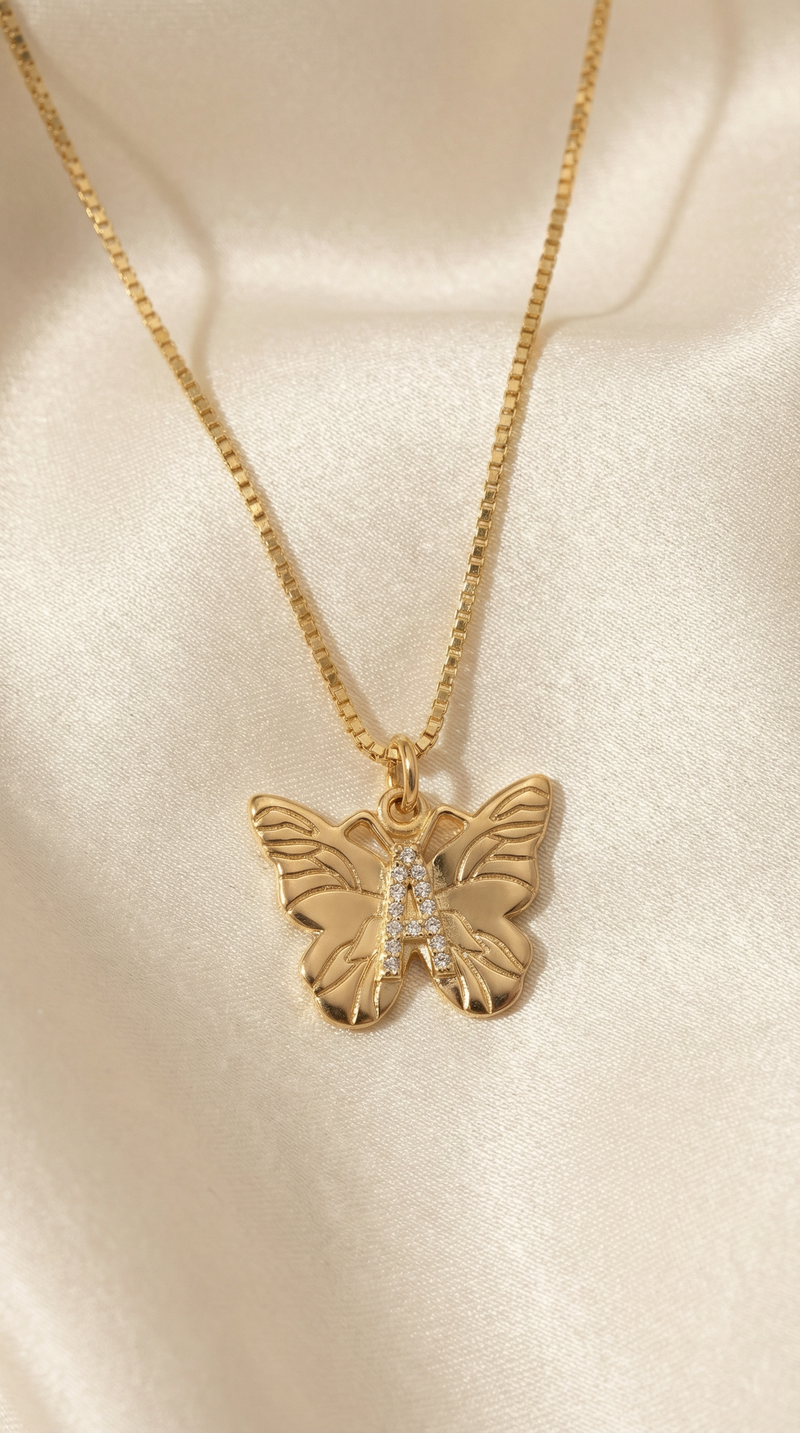 The Butterfly Initial Pendant Necklace