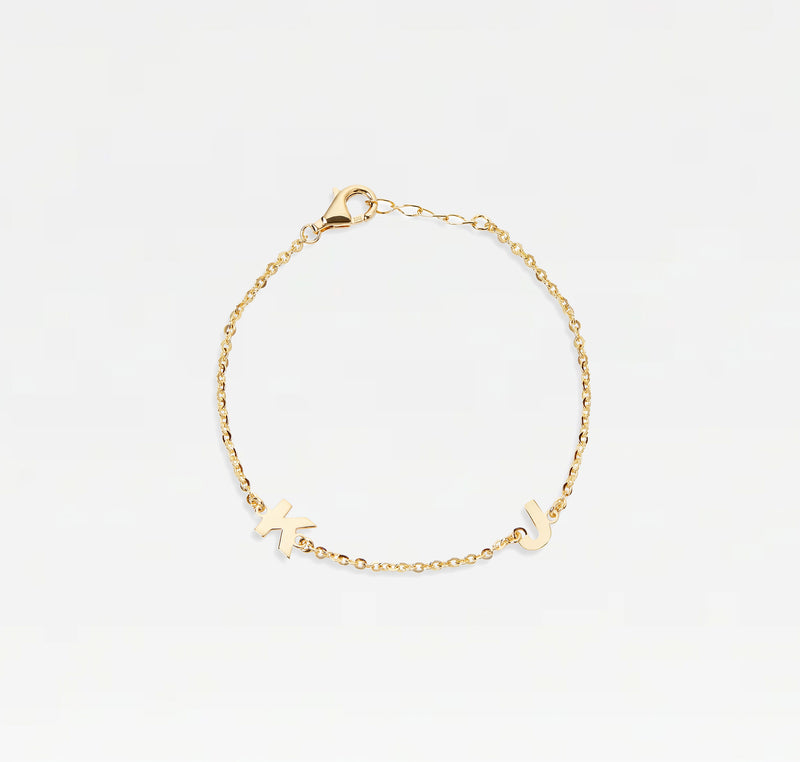 The Split Two Initial Block Bracelet