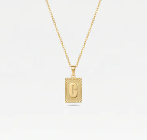 The Block Embossed Initial Pendant Necklace