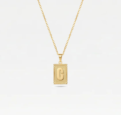 The Block Embossed Initial Pendant Necklace