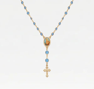 The Mary Blue Stone Rosary Necklace