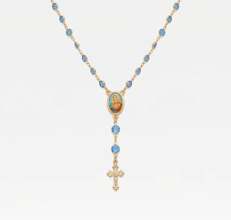 The Mary Blue Stone Rosary Necklace