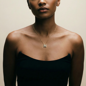 The Pavé Bubble Letter Pendant Necklace