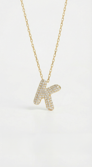 The Pavé Bubble Letter Pendant Necklace